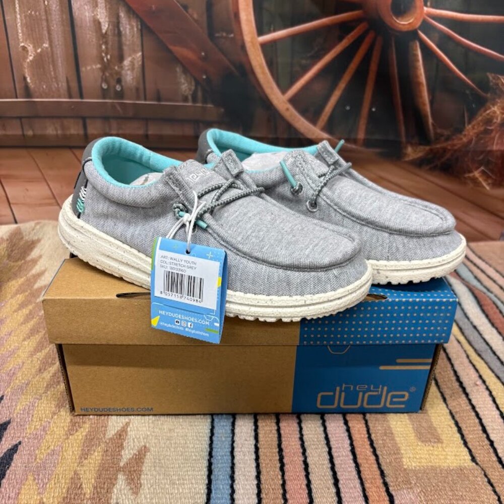 Youth Hey Dude Wally Stretch Grey Shoe